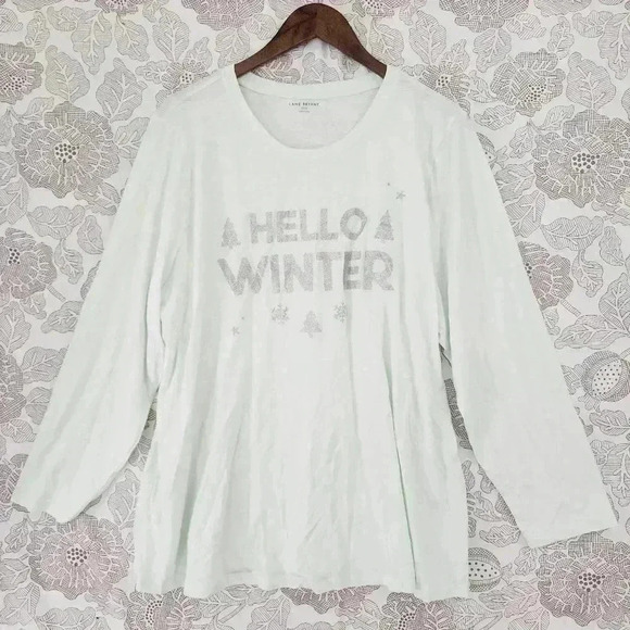 Lane Bryant Hello Winter Glitter Crewneck Long sleeve T shirt Women's 22/24 - Picture 1 of 7